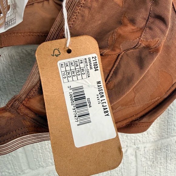 BNWT Maison Lejaby Paris Brown Ombrage M0015 - Cocoa Lace Bra 34D - Picture 5 of 10